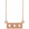 14K Rose 3 mm Round Three-Stone Granulated Bar Necklace Mounting