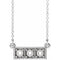 14K White 3 mm Round Three-Stone Granulated Bar Necklace Mounting