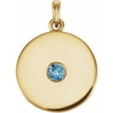 14K Yellow Natural Aquamarine Disc Pendant
