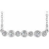 14K White 1/5 CTW Natural Diamond Bezel-Set Bar 16-18" Necklace