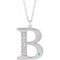 Rhodium-Plated Sterling Silver Engravable Imitation Blue Zircon Initial B 18