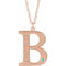 14K Rose Engravable Imitation Blue Zircon Initial B 18