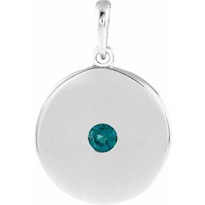 14K White Lab-Grown Alexandrite Disc Pendant