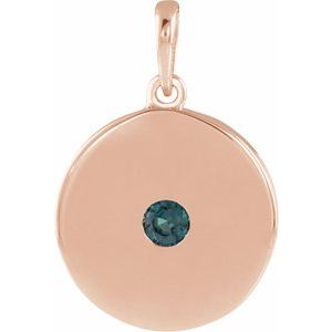 14K Rose Natural Alexandrite Disc Pendant