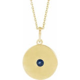 14K Yellow Lab-Grown Blue Sapphire Disc 16-18" Necklace