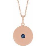 14K Rose Natural Blue Sapphire Disc 16-18" Necklace