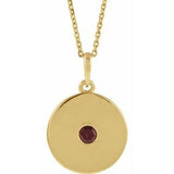 14K Yellow Natural Mozambique Garnet Disc 16-18" Necklace