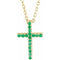 14K Yellow Natural Emerald Petite Cross 16
