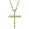 14K Rose Natural Peridot Petite Cross 16