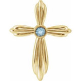 14K Yellow Natural Aquamarine Cross Pendant