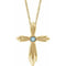 14K Yellow Natural Aquamarine Cross 16-18