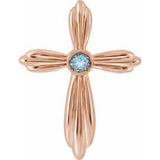 14K Rose Natural Aquamarine Cross Pendant