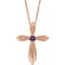 14K Rose Natural Amethyst Cross 16-18