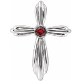 Sterling Silver Natural Mozambique Garnet Cross Pendant