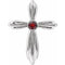 Sterling Silver Natural Mozambique Garnet Cross Pendant