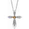 14K White Natural Citrine Cross 16-18