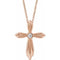 14K Rose .06 CTW Natural Diamond Cross 16-18