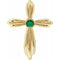 14K Yellow Lab-Grown Emerald Cross Pendant