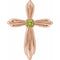 14K Rose Natural Peridot Cross Pendant