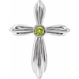 Sterling Silver Natural Peridot Cross Pendant