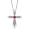 Sterling Silver Lab-Grown Ruby Cross 16-18