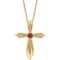 14K Yellow Lab-Grown Ruby Cross 16-18