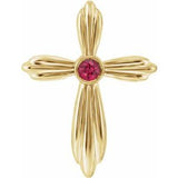 14K Yellow Natural Ruby Cross Pendant