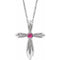 Platinum Natural Pink Tourmaline Cross 16-18