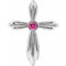 14K White Natural Pink Tourmaline Cross Pendant