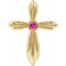 14K Yellow Natural Pink Tourmaline Cross Pendant
