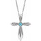 Platinum Natural Blue Zircon Cross 16-18
