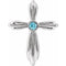 Sterling Silver Natural Blue Zircon Cross Pendant