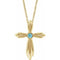 14K Yellow Natural Blue Zircon Cross 16-18