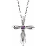 Platinum Natural Alexandrite Cross 16-18"Necklace