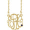 14K Yellow 30 mm 3-Initials Imitation Blue Sapphire Script Monogram 18