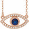 14K Rose Natural Blue Sapphire & Natural White Sapphire Evil Eye 16