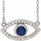 Platinum Natural Blue Sapphire & Natural White Sapphire Evil Eye 16