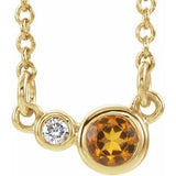 14K Yellow Natural Citrine & .02 CTW Natural Diamond 16" Necklace