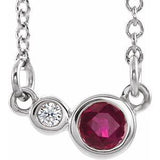 Platinum Natural Ruby & .02 CTW Natural Diamond 16" Necklace