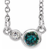 14K White Natural Alexandrite & .02 CTW Natural Diamond Semi-Set 16" Necklace