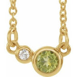14K Yellow Natural Peridot & .02 CTW Natural Diamond 16" Necklace