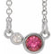Sterling Silver Natural Pink Tourmaline & .02 CTW Natural Diamond 16