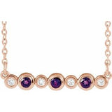 14K Rose Natural Amethyst & .08 CTW Natural Diamond Bezel-Set 16-18" Necklace