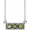 14K White Natural Peridot Three-Stone Bar 16-18