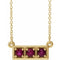 14K Yellow Natural Ruby Three-Stone Bar 16-18