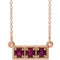 14K Rose Lab-Grown Ruby Three-Stone Bar 16-18