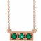 14K Rose Lab-Grown Emerald Three-Stone Bar 16-18