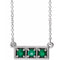 14K White Natural Emerald Three-Stone Bar 16-18