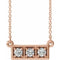 14K Rose 1/4 CTW Natural Diamond Three-Stone Bar 16-18