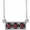 14K White Natural Mozambique Garnet Three-Stone Bar 16-18